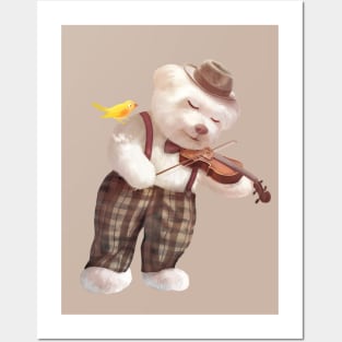 Smile Dog Playing Violin Posters and Art